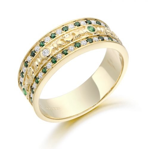 CZ and Emerald Claddagh Wedding Ring.