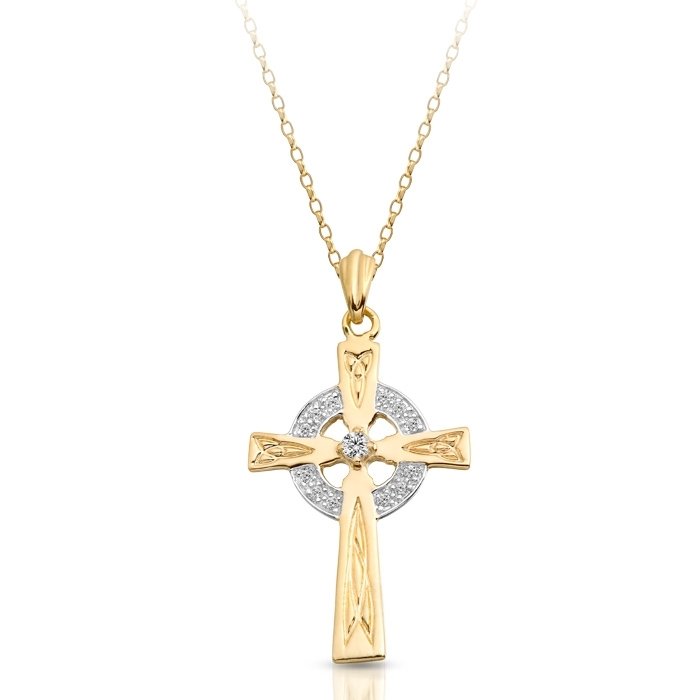 Rose Gold Celtic Cross Charm Necklace