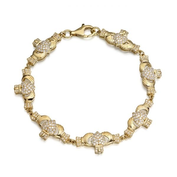 Gold CZ Claddagh Bracelet - CLB39CL