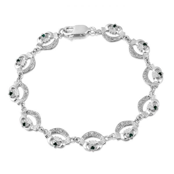 White Gold Claddagh Bracelet - CLB4GWCL