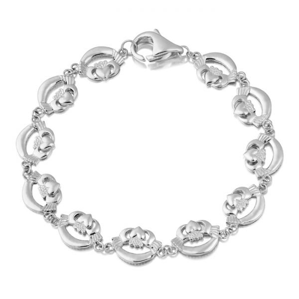 White Gold Claddagh Bracelet - CLB4WCL