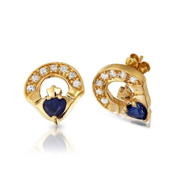 9ct Gold Claddagh Earrings-E187SCL