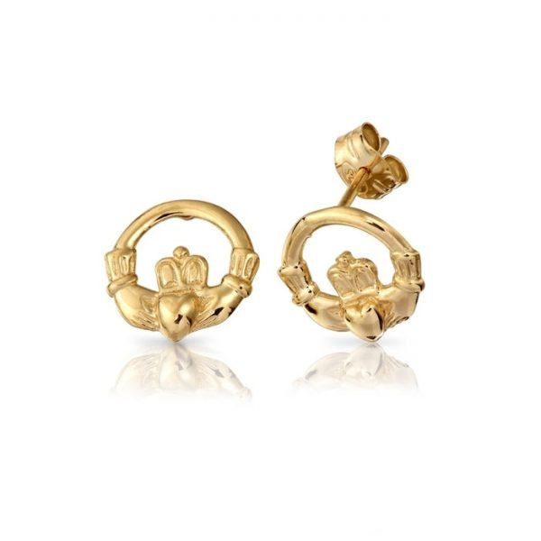 Gold Claddagh Earrings-EL1CL