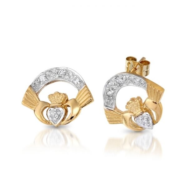 Gold Claddagh Earrings-CLECZCL