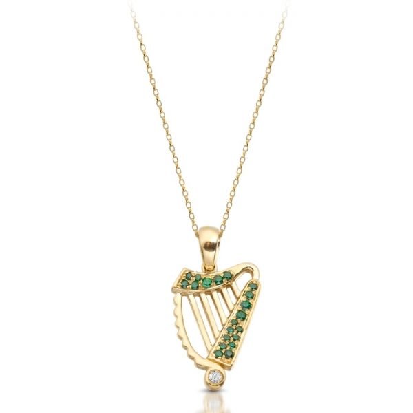 Celtic Harp Pendant-P030GCL