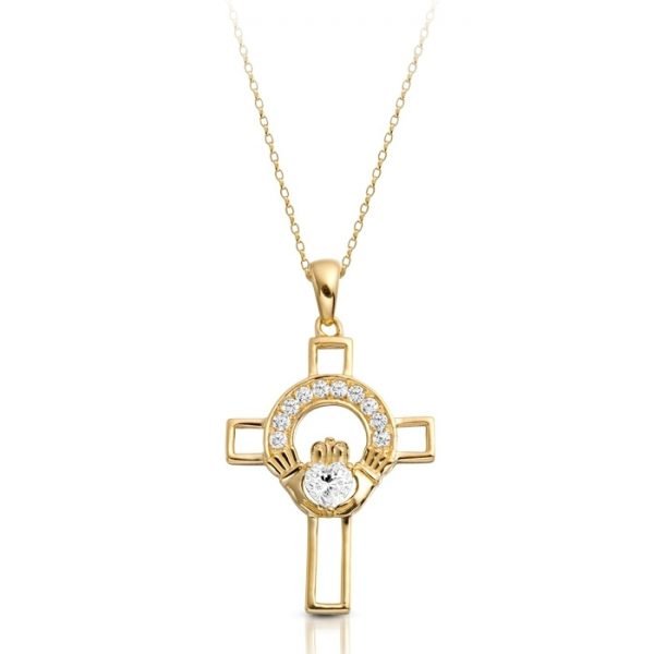 9ct Gold Claddagh Cross-C125CL