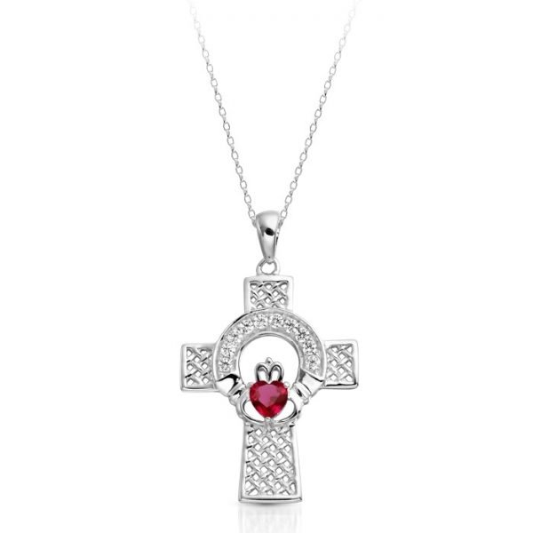 White Gold Claddagh Cross-C126WRCL