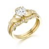 9ct Gold CZ Claddagh Ring Set studded with Micro Pave stone setting - CL34CL