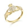 9ct Gold CZ Claddagh Ring studded with Micro Pave stone setting - CL39CL