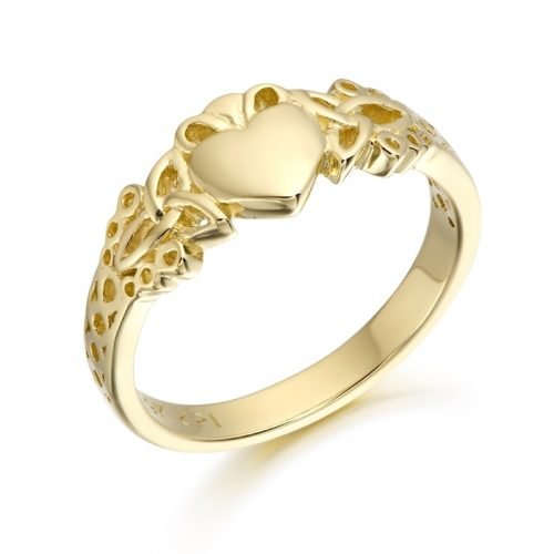 9ct Gold Ladies Claddagh Ring combined with Celtic design - CL40CL