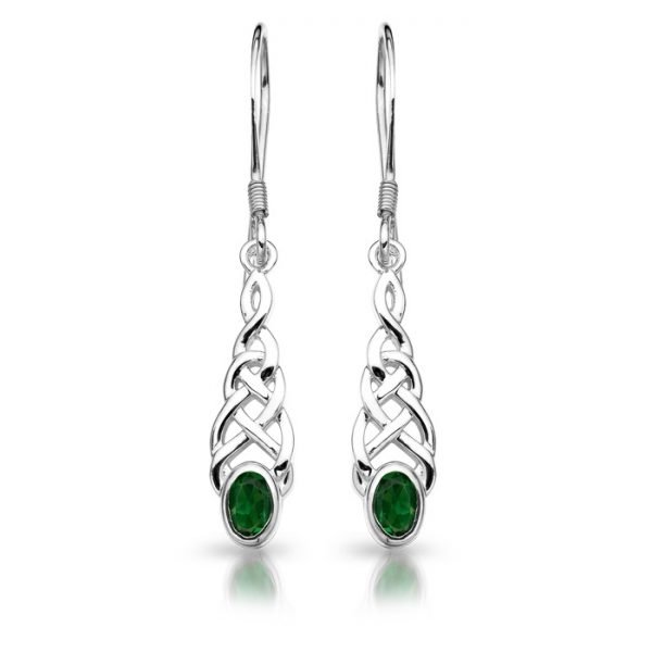 Silver CZ Celtic Earrings-SE035GCL