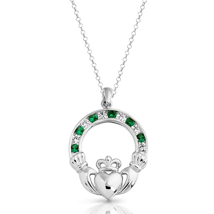 10k Claddagh pendant with emerald 10P602E – Kathleen's of Donegal