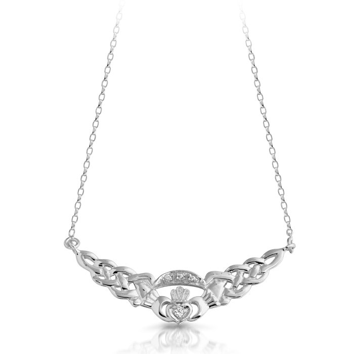Silver Claddagh Necklace-SP01CL