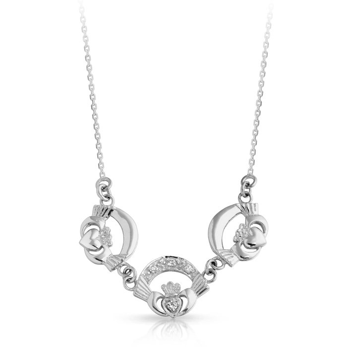 Silver Claddagh Necklace-SP03CL