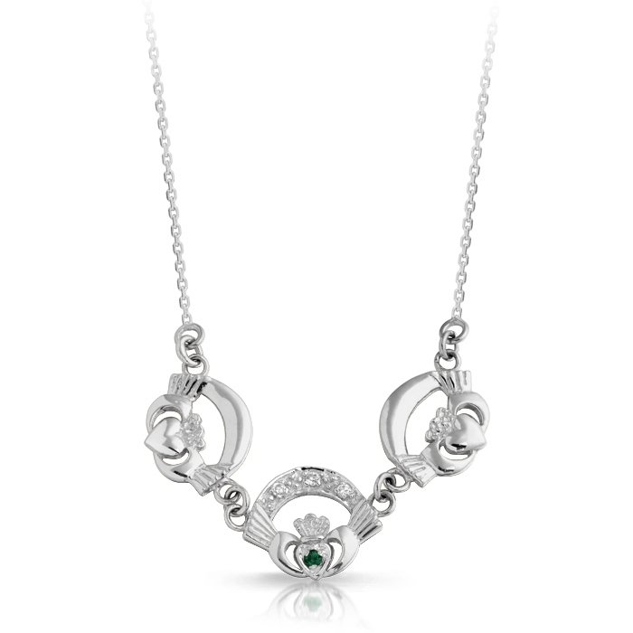 Silver Claddagh Necklace-SP03GCL