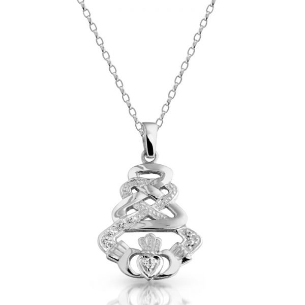 Silver Claddagh Pendant-SP33CZCL