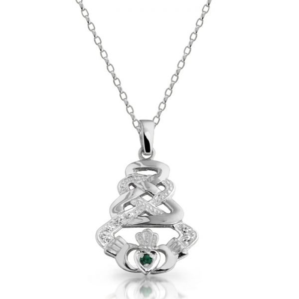 Silver Claddagh Pendant-SP33CZGCL