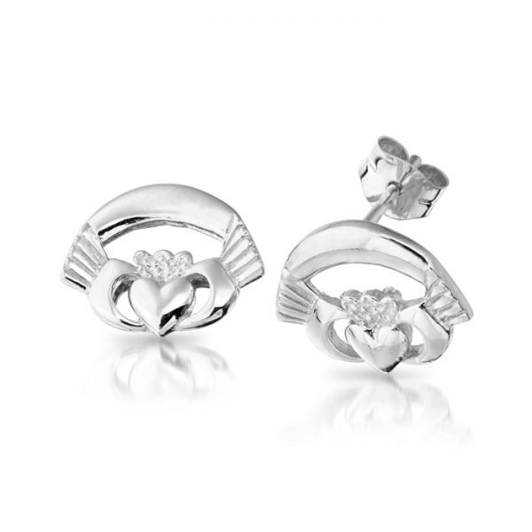 Silver Claddagh Earrings-SCLECL