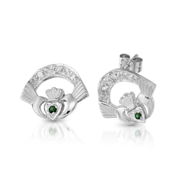 Silver Claddagh Earrings-SCLECZGCL