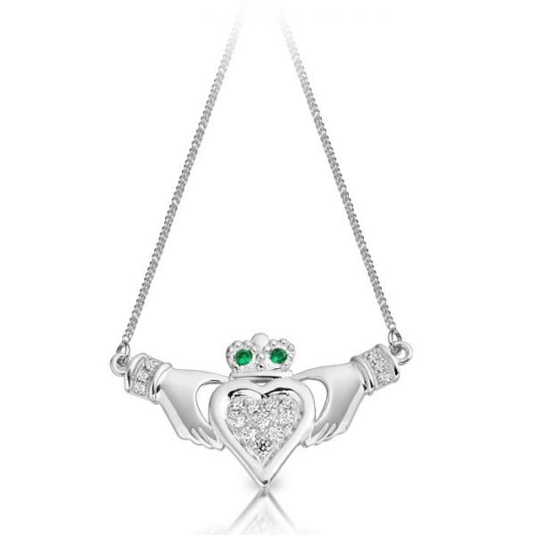 Silver Claddagh Pendant-SP038CLG