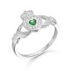 Silver CZ Claddagh Ring studded with CZ Emerald in the heart.