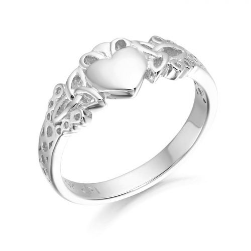 Silver Claddagh Ring with Celtic Knot design.