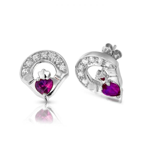 Silver Claddagh Earrings-SE187ACL