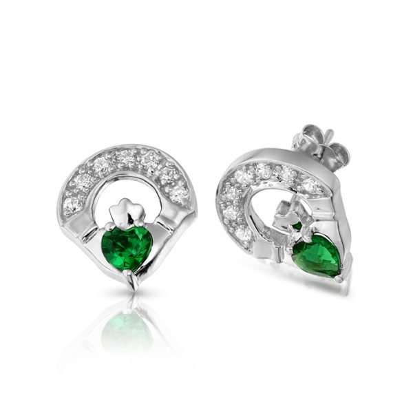 Silver Claddagh Earrings-SE187GCL