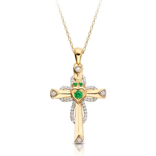 Yellow Yellow Gold Claddagh Cross Pendant