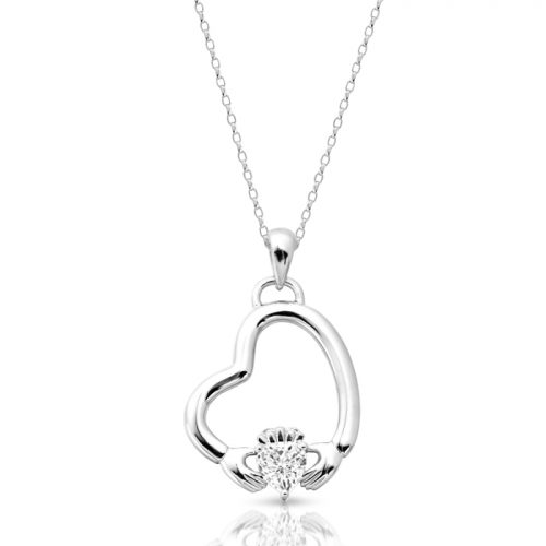 White Gold Claddagh Pendant - P053W