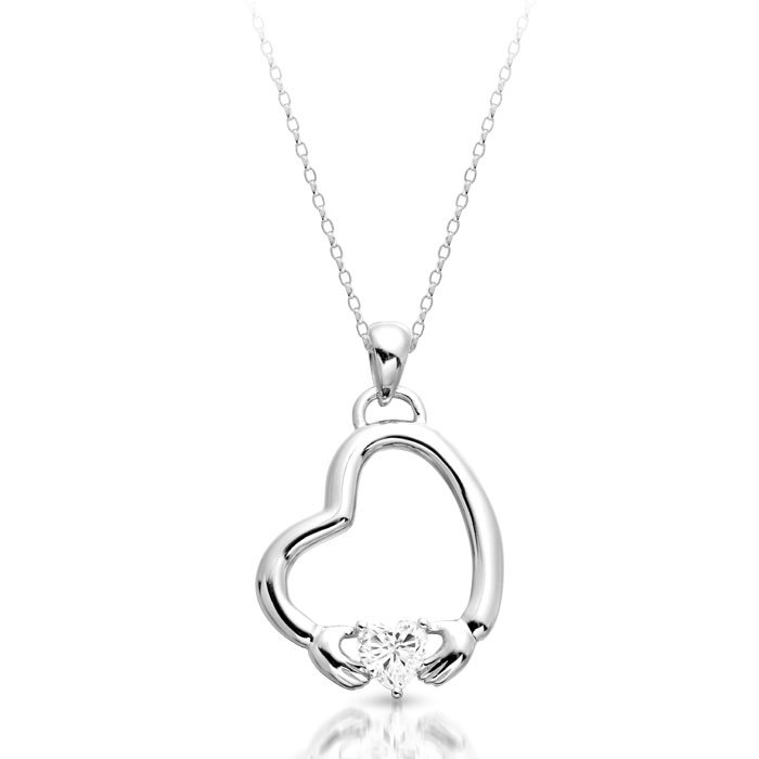 White Gold Claddagh Pendant P053wcl - Claddagh Pendant Necklace White Gold Claddagh Pendant P053wcl - Claddagh Pendant Necklace