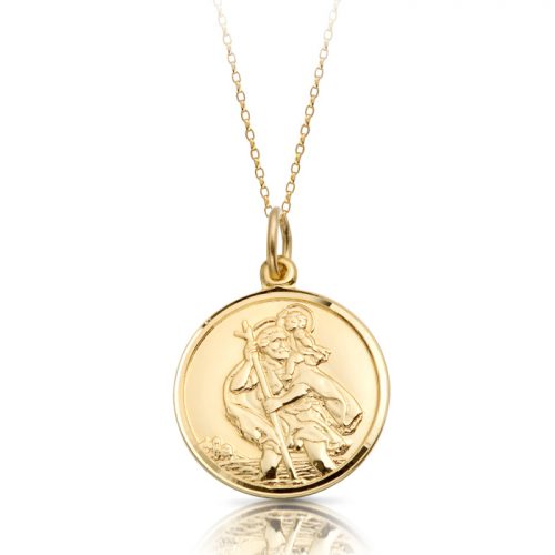 9ct Gold St Christopher Medal Pendant-ST3CL