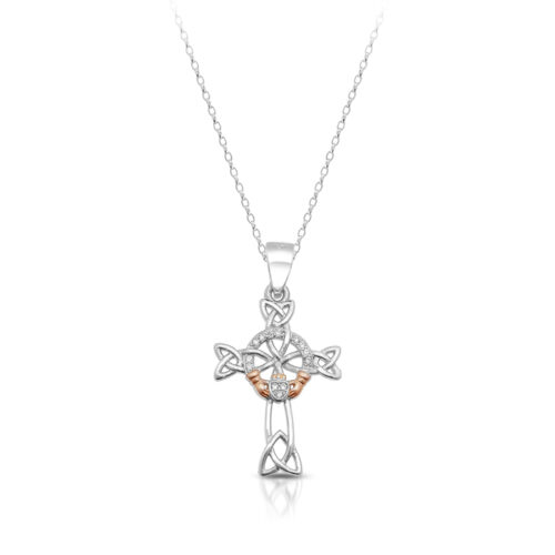 Silver Claddagh Cross with Celtic Knot-SC80