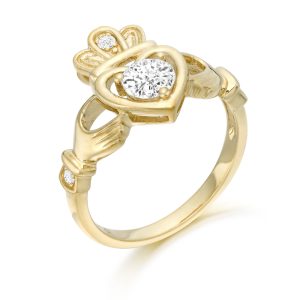 9ct Gold CZ Claddagh Ring - CL11CL