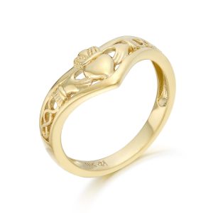 9ct Gold CZ Claddagh Ring - CL13CL