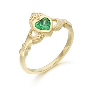 9ct Gold CZ Claddagh Ring - CL53CL