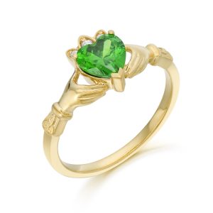 9ct Gold CZ Claddagh Ring - CL54CL