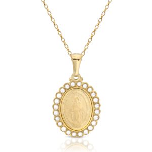 9ct Gold Miraculous Medal  Studded with Pearls MM19CL