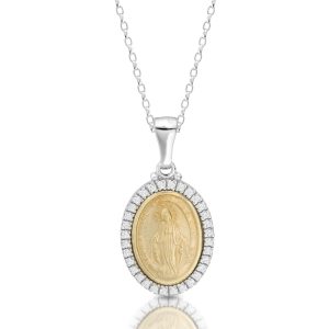 9ct Gold Miraculous Medal  Studded with CZ- MM21CL