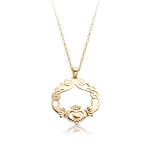 Claddagh Pendant with Celtic Knot-P051SCL