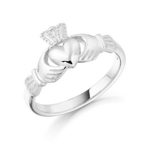 White Gold Claddagh Ring-CL8WCL