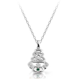 Silver Claddagh Pendant-SP32CZGCL