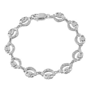 Silver Claddagh Bracelet-SCLB4CZCL