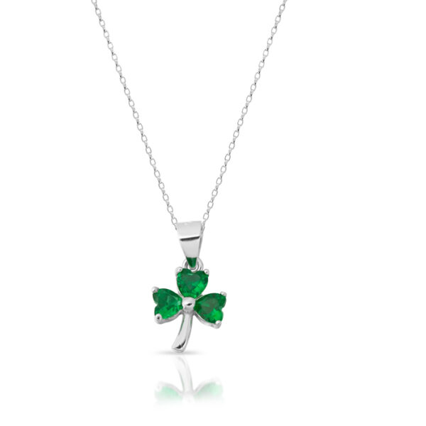Silver CZ Shamrock Pendant-SP92CL
