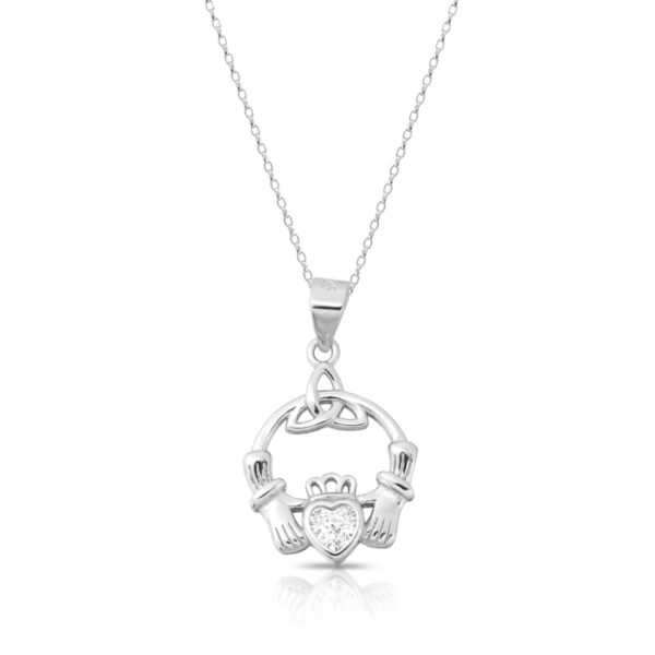 Silver CZ Claddagh Pendant-SP66CL