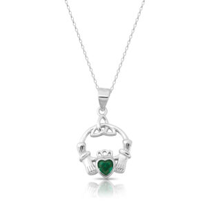 Silver CZ Claddagh Pendant-SP66GCL
