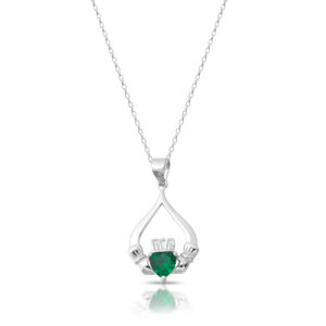 Silver CZ Claddagh Pendant-SP67CL