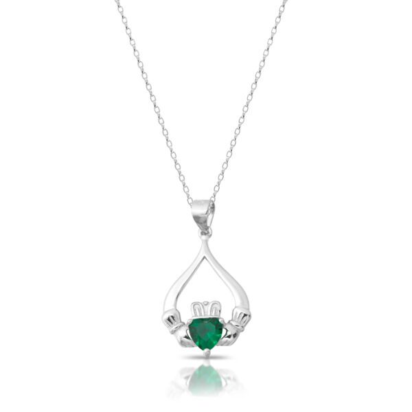 Silver CZ Claddagh Pendant-SP67CL