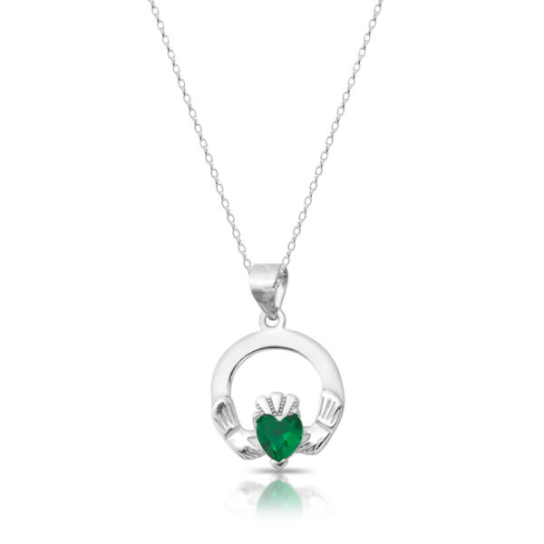Silver CZ Claddagh Pendant-SP69CL