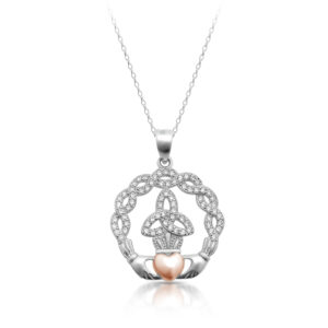 Silver CZ Claddagh Pendant-SP71CL